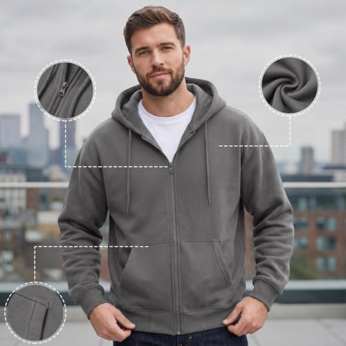 Full Zip Hoodies for Men Big And Tall Oversized Hooded Fleece Sweatshirt — view 4