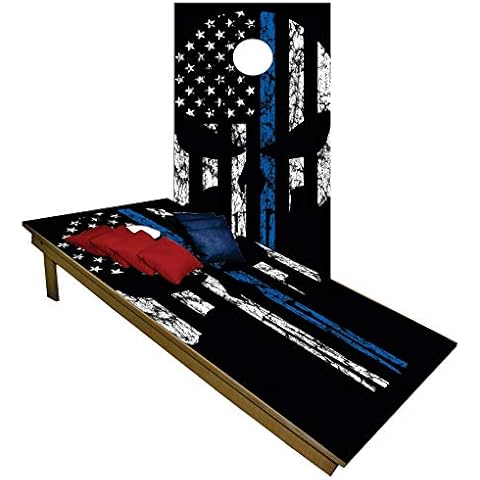 BackYardGamesUSA Handmade Premium Wooden Cornhole Board Set - Skull Series - Handmade in USA, Regulation Size 2'x4', Made of Baltic Birch | Includes 8 Cornhole Bags Cover