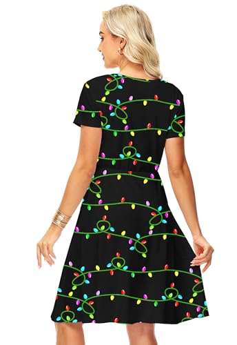 Deerose Vestido feminino de manga curta e cintura elástica para cosplay Lilo Bopeep, monstro verde,