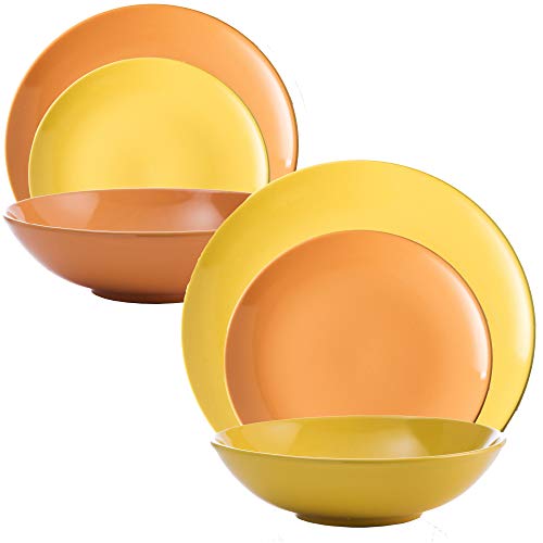 Set 36Pcs Vajilla Loza Naranja/Amarilla Casa - Benetton En Oferta United Colors Of Benetton. Pk2170 Set Color Combinado, Loza: Vajilla De 36 Piezas Para 12 Servicios Llano, Hondo Y Plato De Postre, Gres, Amarillo-Naranja