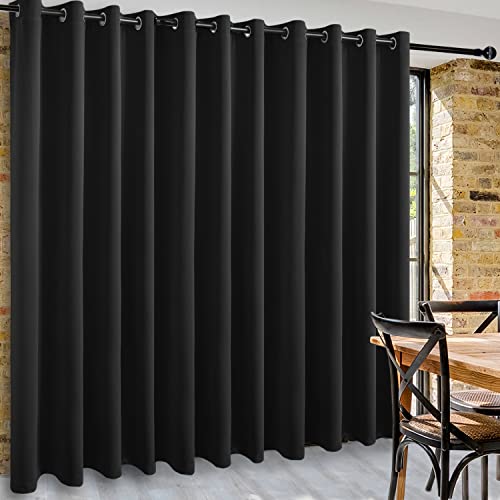 Image of DWCN Total Privacy Room Divider Blackout Curtain - Thermal Curtains for Patio Door, Living Room, Bedroom Partition and Shared Office Space, 1 Grommet Curtain Panel, 20ft Wide x 8ft Tall, Black