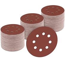Partyreal Sand-Paper 170PCS 5-Inch 8-Hole Hook-and-Loop Sanding Discs for Random Orbital Sander, Assorted 40/60/80/120/150/220/320/400/600 Grit