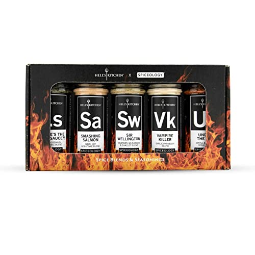 Spiceology – Hell’s Kitchen Spice Gift Set – Sinfully Delicious Variety Pack with 5 Chef-Crafted Seasonings – Inspired by the Hell’s Kitchen TV Show – Fresh Ground & Bold Flavors