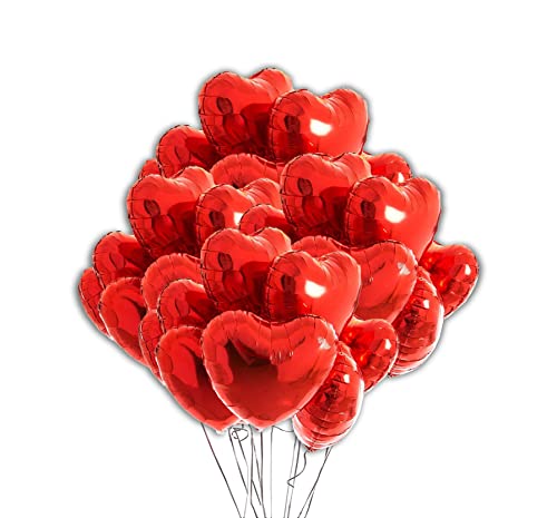 25 Balão Metalizado Coração Vermelho 45 Cm - Festa, Namoro, Casamento, Noivado, Decoração