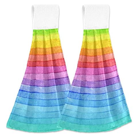 YYZZH Colourful Striped Kitchen Hand Towels Cover