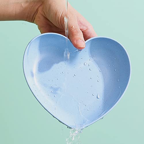 5 Pack 6 Inch Heart Shape Mini Dipping Sauces Bowls, Unbreakable Wheat Straw Small Snack Dessert Dishes, Salad Plates For Sushi Side Dish Fruit Appetizer Cake, Purple #TOP5