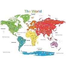 DECOWALL DL3-1902N XLarge Colorful Landmark World Map Wall Stickers 62x42 inch Wall Decals Peel and Stick Removable Wall Stickers for Kids Nursery Bedroom Living Room decor