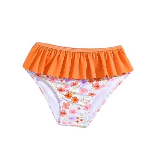 Image of Toddler Swimsuit Girl 3 Piece Rash Guard Bathing Suit Cute Little Girls Long Sleeve Quick Dry Swimwear Brown Flowers 4Y