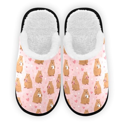 Capibara Pink Coffee Slippers For Women Men Soft Memory Foam Non-Slip Animal Winter Indoor House Shoes Travel Slipper