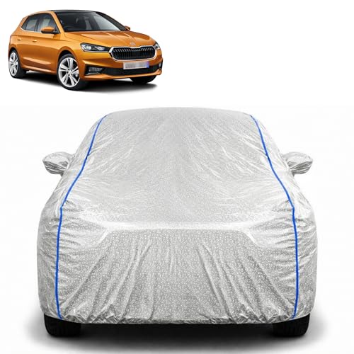 Image of Waterproof Car Cover for Skoda Fabia | All Weather Protection | UV Resistant & Dustproof | Soft Cotton Lining to Prevent Scratches | Triple Stitched with Mirror Pockets & Elastic Hem