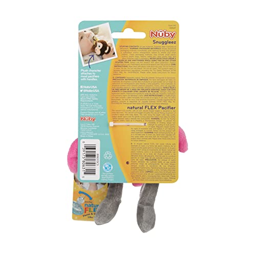 Nuby Calming Natural Flex Snuggleez Pacifier With Plush Combo Set For Cuddling With Comfort, Flamingo #TOP2