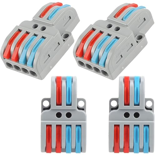 Image of ZIVIK 2 In 4 Out Wire Connector Jointer, Push In Electrical Connectors, Lever Connectors Nuts, Assorted Conductors, Compact Lever Cable Connectors,Plug-in Connector 2-in 4-out (4, 2 In 4 Out)