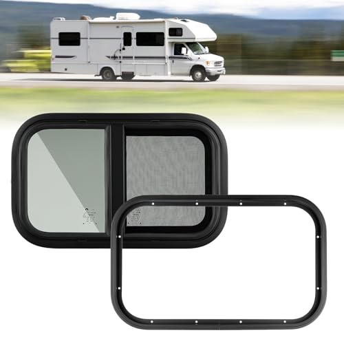 GEARMONSTER Wohnwagen Fenster, Caravan Seitenfenster, Wohnmobil Schiebefenster, Wohnwagen Fenster getönt mit Fliegengitter für Wohnmobile, Anhänger, 500x300mm Wohnwagenfenster