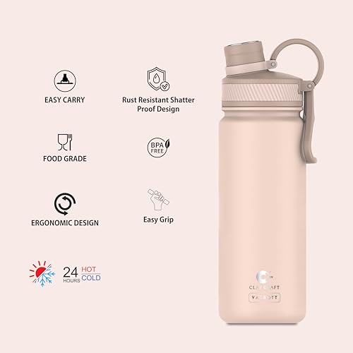 Image of Clay Craft VACBOTT Zing Double Walled 18 Hours Hot and 24 Cold Vacuum Insulated Water Bottle, 780ML Steel Bottles for Travelling|BPA-Free|BIS Certified|1Year Limited Warranty
