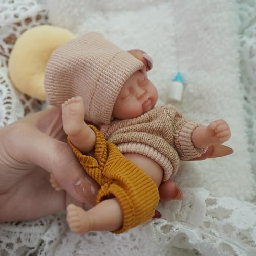 Muñeco bebé reborn silicona mini de 6 pulgadas miniatura 3