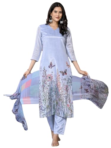 Kurta pantalon femme coton ANNI DESIGNER ensemble trois pièces gris taille S