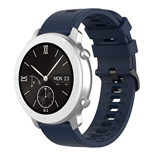 Braleto Armband compatibel met Huami Amazfit GTS/Amazfit Bip/Amazfit Bip Lite/Amazfit GTR 42 mm - Vervangende Siliconen Horlogeband - Meerdere Kleuren - Quick Release (Middernacht Blauw)