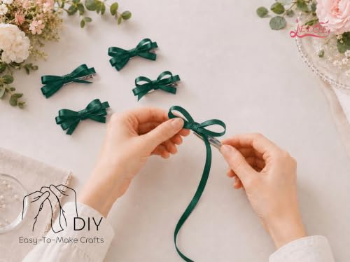 Image of Double Face Spruce Green Satin Ribbon 1 /4 inch X 50 Yards Polyester Spruce Green Ribbon for Gift Wrapping Very Suitable for Weddings Party Hair Bow Invitation Decorations and More
