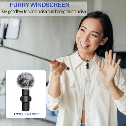 Image of Mini Wireless Furry Windscreen & Foam Cover Set for Lavalier Microphone, Wind Muff Mic Cover to Reduce Plosive and Better Highlight the Vocals(2Pcs Foam, 2Pcs Furry, 5mm+10mm)(Microphone not included)