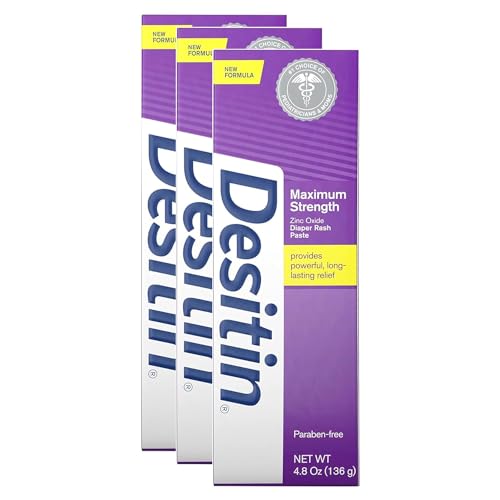 Image of Generic Desitin 3-Pack Maximum Strength Baby Diaper Rash Cream with 40% Zinc Oxide for Treatment, Relief & Prevention, Hypoallergenic, Phthalate- & Paraben-Free Paste, 14.4 oz by Vitasoul, White