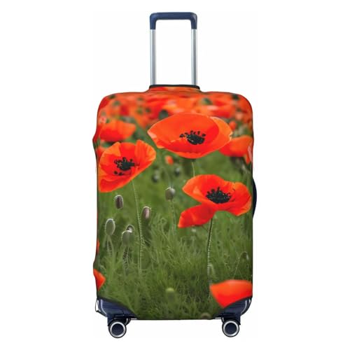 Poppy Flowers Petals Print Luggage Suitcase Cover Protector Luggage Washable Covers With Concealed Zipper
