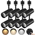 AIBISOD 20W LED Track Lighting Heads, Dimmable H Track Lighting Heads, 3 Color Temperature Track Light Head Fixtures, 8 Pack of Black Track Light Heads for Kitchen, Accent Task Art CRI90+ 24° 1900lm