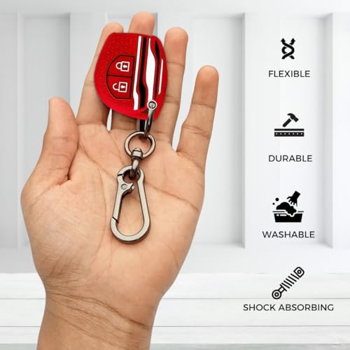 Image of KEYCEPT Tristar Key Cover for Suzuki Swift, Dzire, Ertiga, Baleno, Grand Vitara, Celerio, WagonR, Brezza, Scross, Fronx, Jimny, Ignis (2 Button Remote Key )(Type 1, Red)
