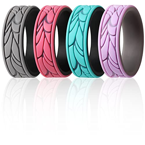 Anillos de silicona para mujer ideales para gimnasio y deporte diario ThunderFit pack de 4
