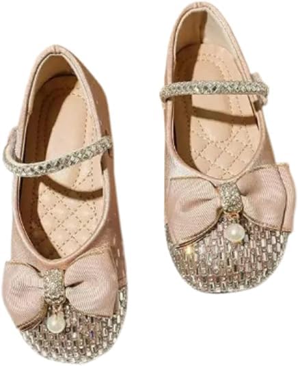 Girls Chic Mary Jane-Style Flats | Pearl Gem Studded | Elegant Shoes for Wedding, Parties, & Other Special Occasions