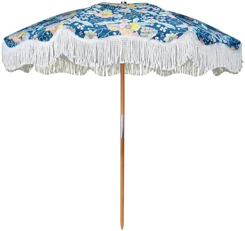 AMMSUN Beach Umbrella with Fringe, 6.5ft Boho Umbrella with Premi...