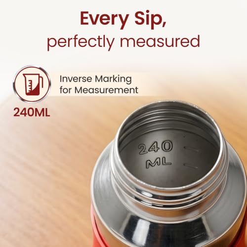 Image of LuvLap Baby Steel Feeding Bottle 240ml, Made of SS304 Rust Free Steel, Baby Milk /Water Bottle with Dust Cover, Heat Protective Silicone Cover, BPA Free, Odour Free, Leak Proof, Red, 0M+