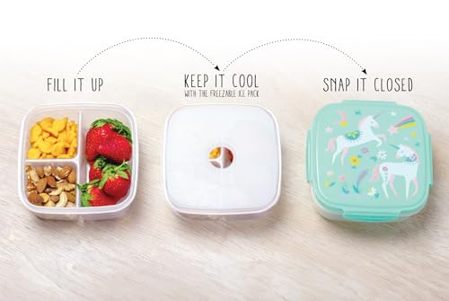 Stephen Joseph, Kids Snack Box with Ice Pack, Leak Resistant Bento Lunch Container for School, 3 Compartment Food Storage for Boys & Girls, Unicorn by Stephen Joseph - Used condition - Image 4