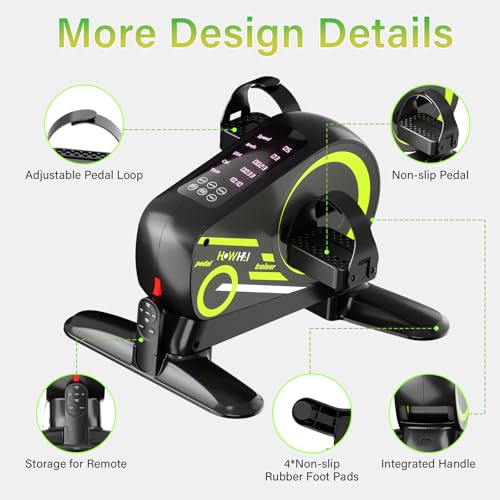 Image of Mini Exercise Bike, Motorized Under Desk Pedal Exerciser Leg /Arm Cycle for Senior, Auto&Manual Mode, Adjustable Speed, LCD Display, Remote Control