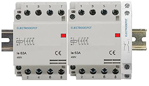 8 Pole 40 Amp N/O Contactor 4x2 Coil 120VAC with Auxiliary Contact NO/NC DIN Lighting Heater Switching