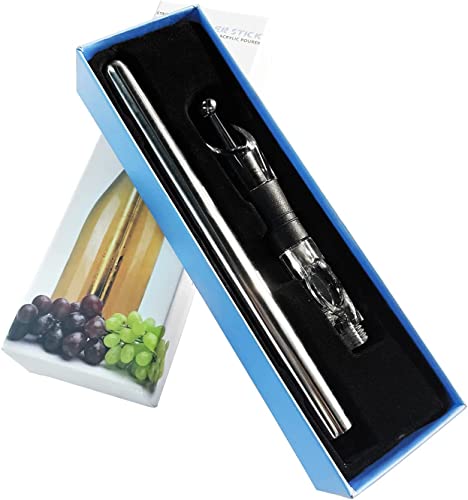 Foto von RZXBB Edelstahl Flaschen Weinkhlstab,Weinkühlstab,Sektkühler,FlaschenküHler,Weinkühlstab Ideales Wein Zubehör,Weinkühler Set Mit Weinkorken,Bar Geschenk Frauen Männer, Rot- Weißwein Geschenkset