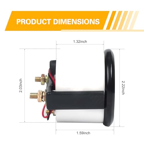 lekiliky Fuel Level Gauge, 12V E-1/2-F Pointer Marine Fuel Gauge Kit, 2.22\" Vehicle Tank Gauge Replacement Accessories, Universal for Most Cars, Boats, Vessels, Marine Trucks, Motorcycles (Black)