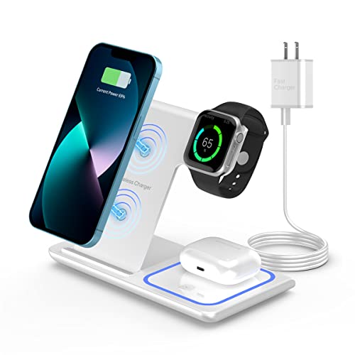 Wireless Charger,RUI MAI LAI 3 in 1 Wireless Charger Station for Apple iPhone/iWatch/Airpods,iPhone 13/12/11 (Pro, Pro Max)/XS/XR/XS/X/8(Plus),iWatch 7/6/SE/5/4/3/2,AirPods 3/2/pro