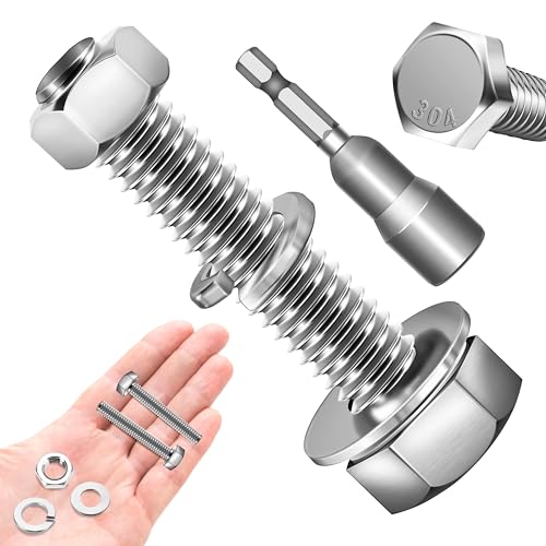 Image of (12 Sets) 5 /16 Bolt, 5 /16-18 x 1-1 /2 inch Hex Head Screws Nuts and Bolts Kit with 5 /16 Stainless Steel, Nuts Bolts Washers Assortment, Fully Threaded by Marysino