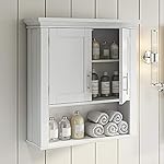RiverRidge Somerset Two-Door Bathroom and Laundry Wall Mount Storage Medicine Cabinet with Open and Adjustable Shelf - White - Image 2