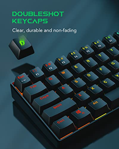 Black Shark 60% Mechanical Gaming Keyboard, Rgb Backlit Mini Wired Keyboard With Blue Switches, Fully Programmable 61 Keys Compact Keyboard For Windows Laptop Pc, Sixgill K4 #TOP6