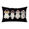 Halloween Pillow Covers 12x20 Inch Halloween Ghosts Mushroom Decor Pillowcase Black Holiday Farmhouse Throw Pillows Indoor Outdoor Couch Cushion Case for Home Sofa Decorations
