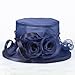 Tea Party Derby Hats for Women Elegant Church Fascinator Hat Flower Bucket Flat Top Sun Hat Bowler Cap Navy Blue