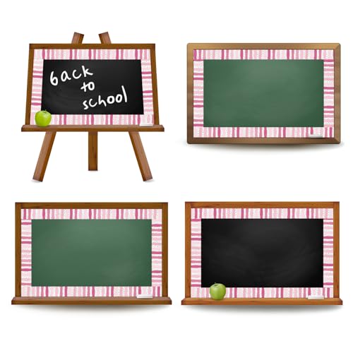 Image of Whaline 32.8ft Classroom Bulletin Board Borders Gradient Pink Color Stripe Polka Dot Die-Cut Rolled Border Trim for Teacher Chalkboard Wall Decoration