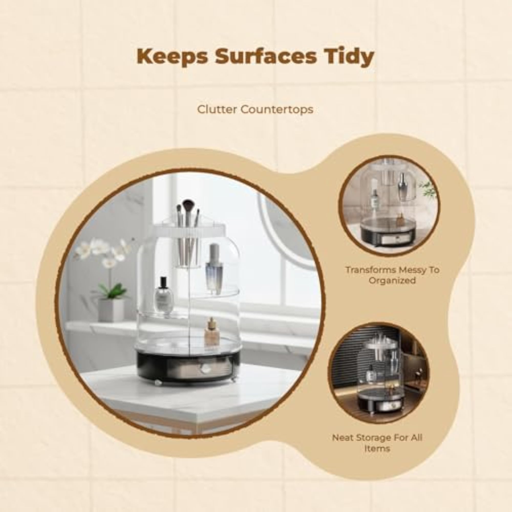 360° Rotating Black Acrylic Makeup Organizer