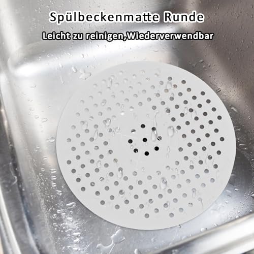 Alfombrilla Redonda para Fregadero, 2 Piezas Protector Fregadero Cocina, Almohadilla de Drenaje de Cocina Redonda Plegable, Estera Redonda del Fregadero, Reutilizable, Para Cocina, Comedor, Blanco - imagen 4