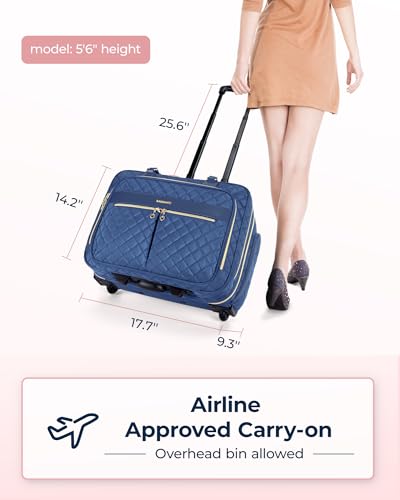 Image of BAGSMART Rolling Laptop Bag Women, Rolling Briefcase for Women, 17.3 Inch with Wheels Computer Bag Rolling Laptop Case for Work Travel Business, Navy Blue