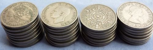 TGBCH 2 Chelines Predecimal Británicas Florín Dos Bob (1947 Dos Chelines Reina Isabel 2º)