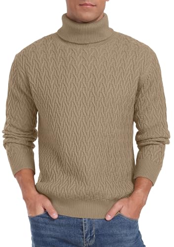 Sailwind Mens Ribbed Knitted Sweater Braided Turtleneck Casual Pullover