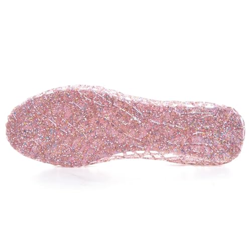 Image of Stunner Women Beach Jelly Shoes Slip On Crystal Summer Hollow Ballet Flats | Summer Cool PVC Breathable Outdoor Indoor Dressy Flat Sandals for Holiday Shopping Spa Swimming Pool
