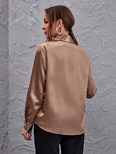 Image of Bowrain Satin Silk Fabric Spread Collar Full Sleeve Top Shirt for Women and Girl